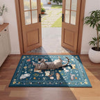 Unirea 2x3 Small Dark Blue Washable Cat Area Rug, Door Mat Indoor Entrance Rug - Image 3