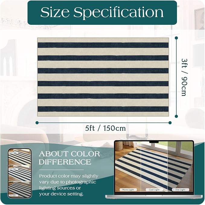 Blue and White Striped Entry Rug - Image 6