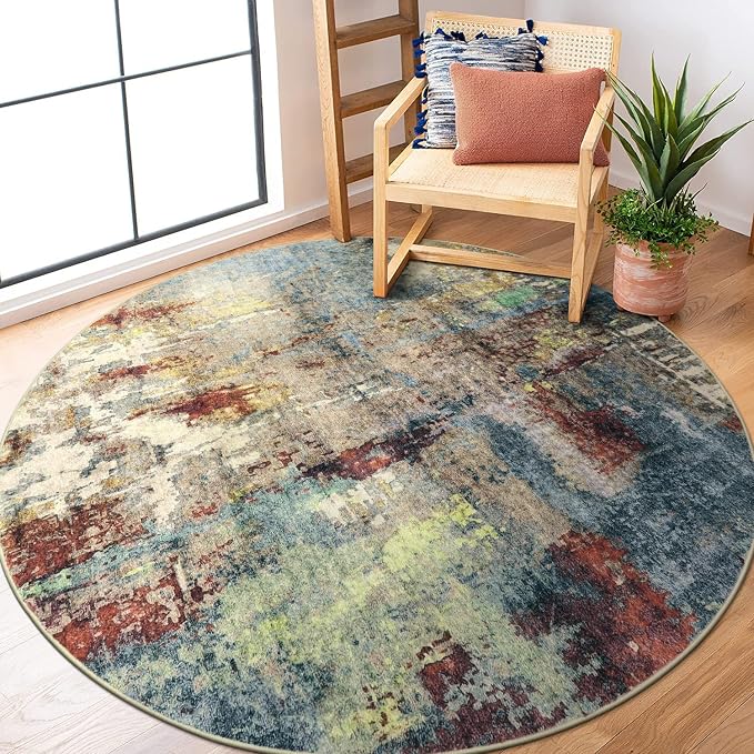 Lahome Modern Abstract Round Rug 5ft by Lahome