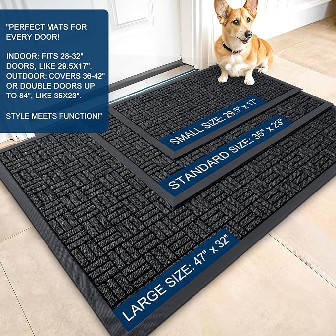 OLANLY Front Door Mat Outside Entrance 35x23, Heavy Duty Sturdy Natural Rubber - Image 2