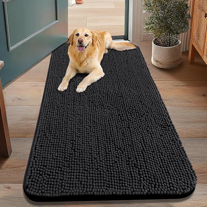 Smiry Dog Door Mat for Muddy Paws 48x30, Absorbent Dirt Trapper, Non-Slip by Smiry