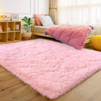 Pink Rugs for Bedroom Girls, 4x6 Fluffy Area Rug for Living Room, Soft Shag by WISHTREE