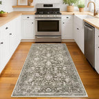 KILOCOCO Area Rug 3x5 Entryway Rug Washable Printed Vintage Floral Rubber - Image 2
