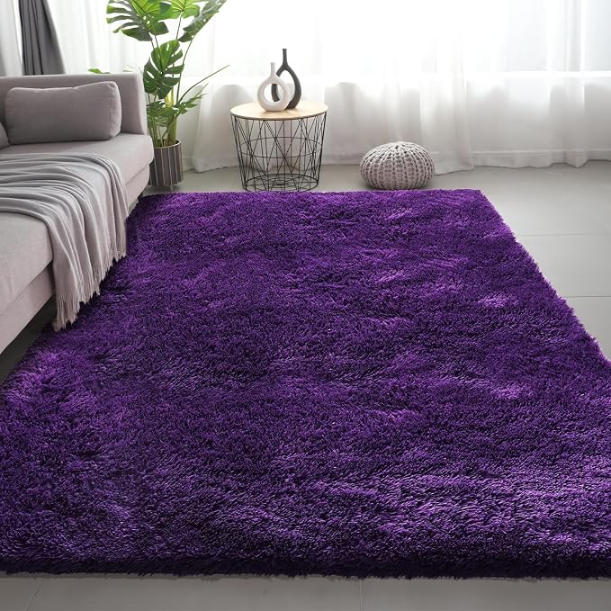 Shag Area Rugs for Bedroom Living Room, 4X6 Ultra Soft Purple Fluffy Area Rugs - Image 8