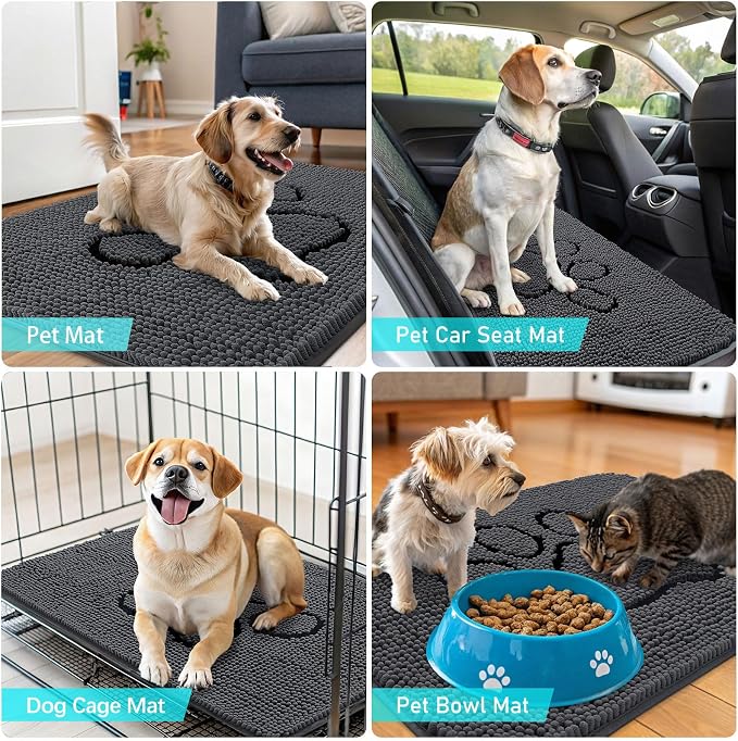 OLANLY Dog Door Mat for Muddy Paws 36x24, Paw Print Design, Absorbs Moisture - Image 7