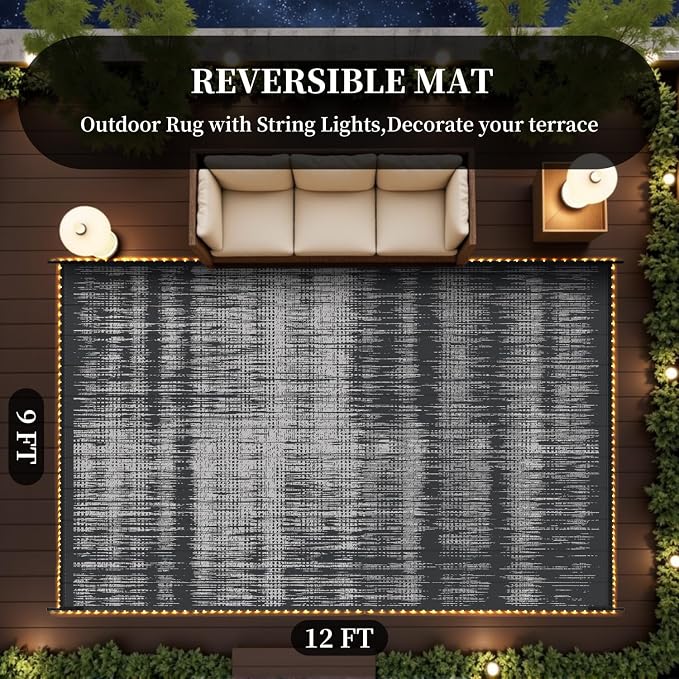 MontVoo Outdoor Rug Waterproof 9x12 ft - Image 7