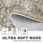 KILOCOCO Area Rug 3x5 Entryway Rug Washable Printed Vintage Floral Rubber - Image 3