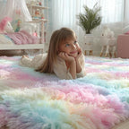 PAGISOFE Fluffy Vibrant Rainbow Rugs - Image 2