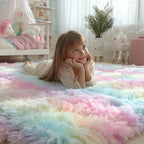 PAGISOFE Rainbow Rugs 6x9, Large Fluffy Soft Carpet, Plush Shaggy Rugs - Image 2