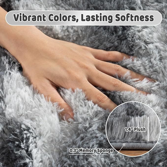Shag Rugs for Living Room 5x7, Ultra Soft Abstract Grey Big Fuzzy Rugs for - Image 5