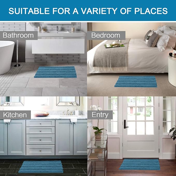 H.VERSAILTEX Bath Rugs for Bathroom Non Slip Bath Mats Extra Thick Chenille - Image 6