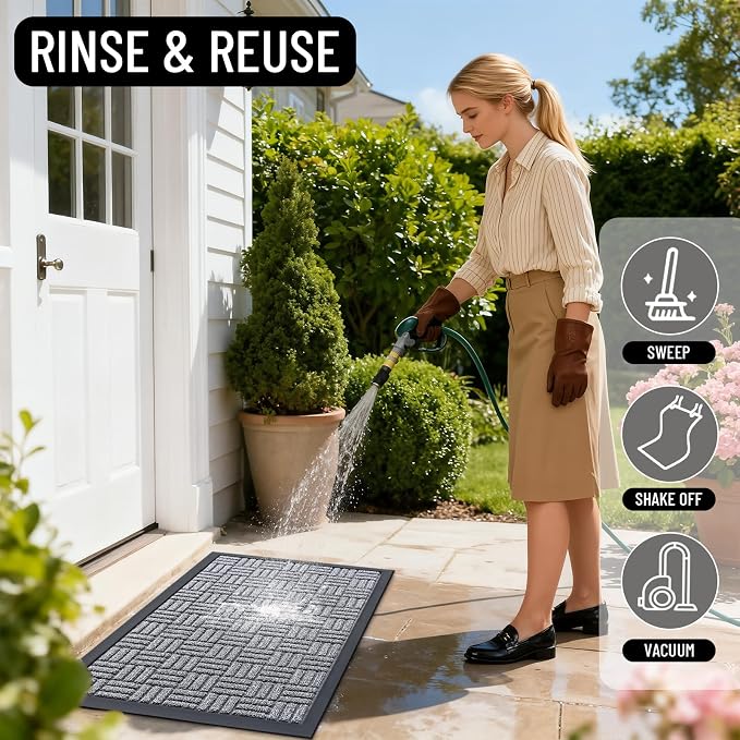 OLANLY Front Door Mat Outside Entrance 59x34, Heavy Duty Sturdy Natural Rubber - Image 7