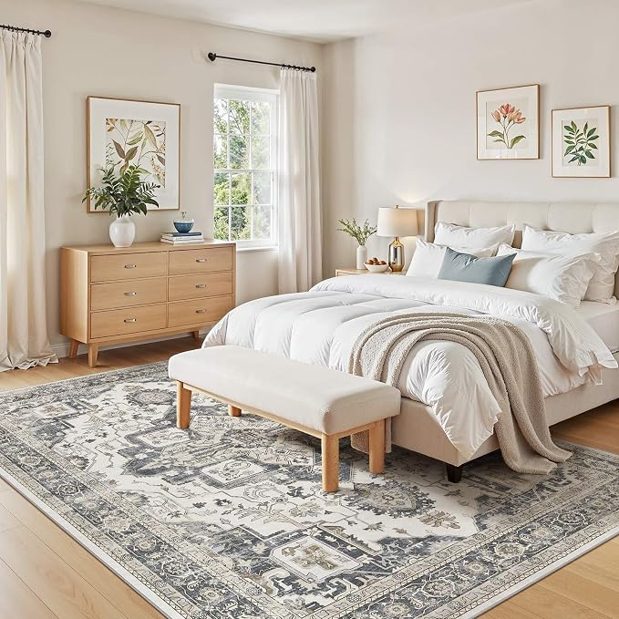 10x12 Washable Area Rugs for Living Room, Large Rug Non Slip Backing Vintage - Image 5