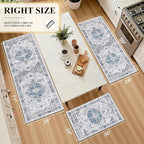 Ileading Kitchen Rugs Sets of 3 Non Slip Washable, Farmhouse Gray Kitchen Runner - Image 2