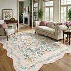 8x10 Scalloped Rug for Living Room, Washable Rugs Soft Low Pile Non Slip Rugs by Dadasgk