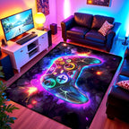 5x7 ft Neon Gaming Area Rug for Boys Room, Colorful Game Controller Carpet for - Image 4
