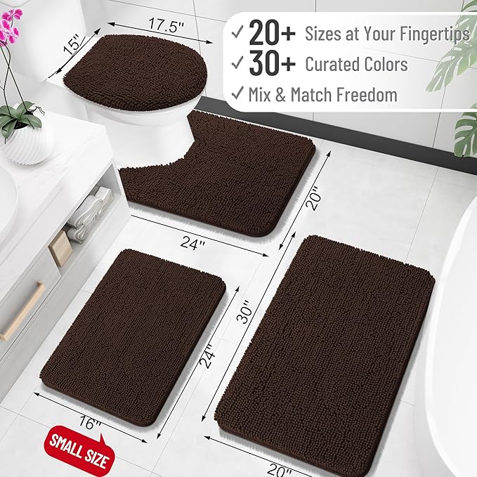 OLANLY Bathroom Rugs 30x18, Extra Soft Absorbent Chenille Bath Rugs, Rubber - Image 2