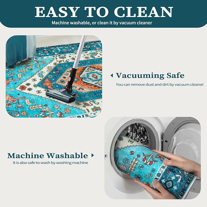 SERISSA 2x4 Boho Rugs for Entryway, Washable Non-Slip Kitchen Runner Rug - Image 3