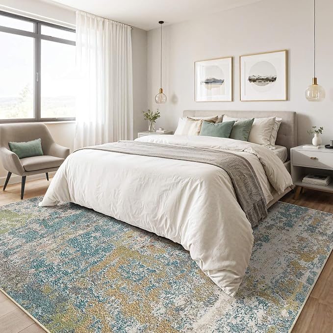 6x9 Area Rugs Living Room: Washable Large Abstract Neutral Modern Soft Rugs - Image 4