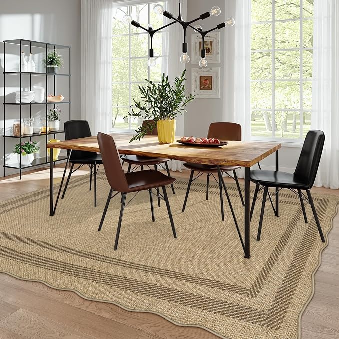 LIVEBOX Scalloped Washable 8x10 Rug, Easy Jute Tan Rug - Image 8