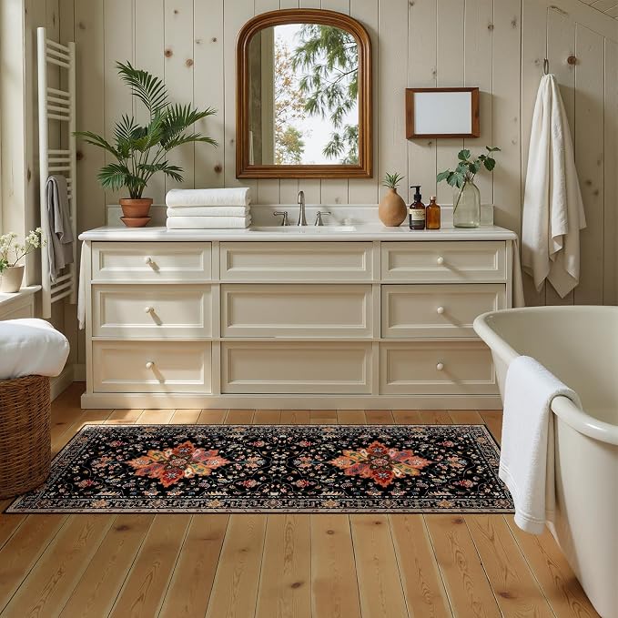 RELEANY Area Rugs Runner 2'x5' Washable Non-Slip, Floral Vintage Distress - Image 3