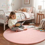 Amearea Pink Round Area Rugs 4ft Washable Circle Rugs - Image 2