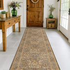 3x10 Long Runner Rugs for Hallway Non Slip, Geometric Floral Design Washable by HazoHaus