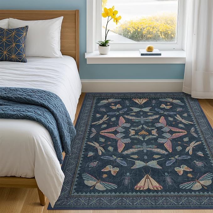 Blue Rugs for Bedroom by HazoHaus