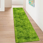 Grass Green Tie Dyed Rug 2x8 ft Plush High Pile Shag Carpet Fluffy Soft Runner - Image 7