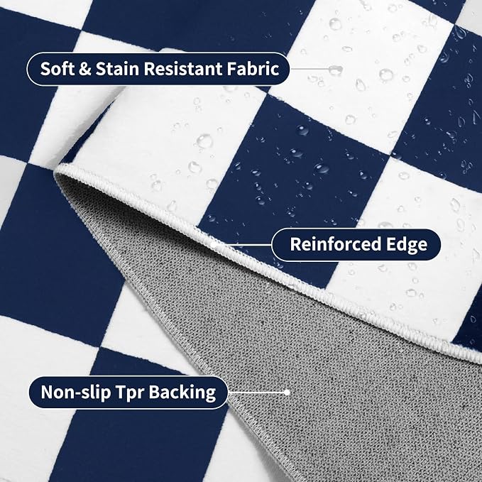 Terrug Navy and White Checkered Rug - Image 5