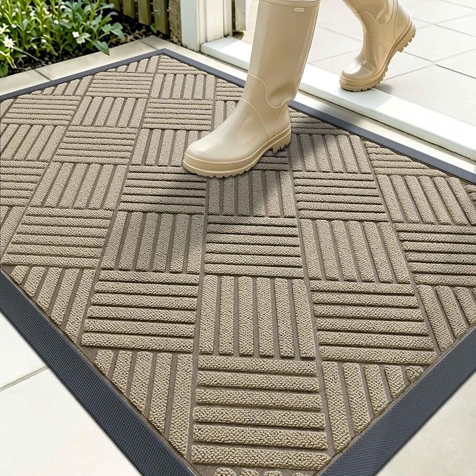OLANLY Front Door Mat Outside Entrance 35x23, Heavy Duty Sturdy Natural Rubber by OLANLY