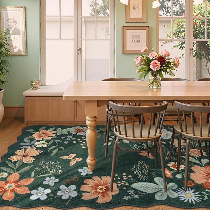 Lahome Floral Washable Rugs 8x10, Non-Slip Soft Bedroom Rug Stain Resistant - Image 2