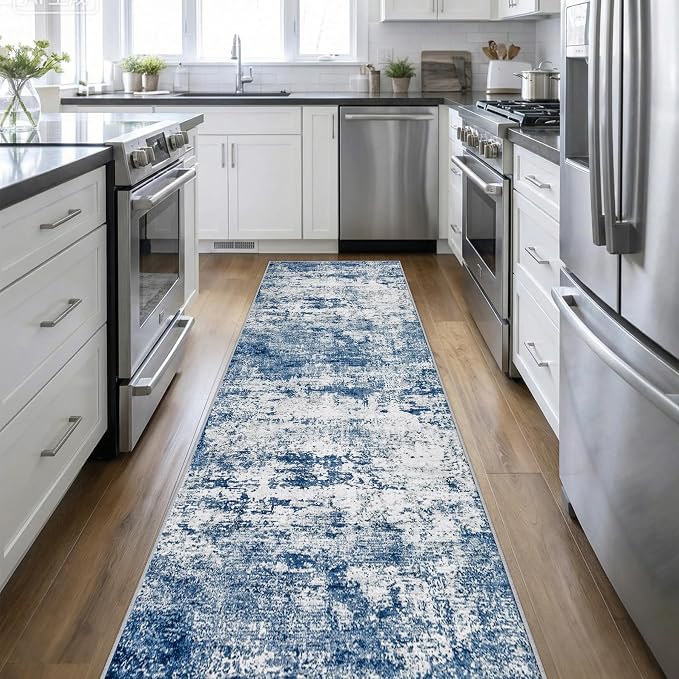 Washable Area Rug 3x14 Entryway Rug: Washable Modern Abstract Soft Thin Rug by FXRHLP