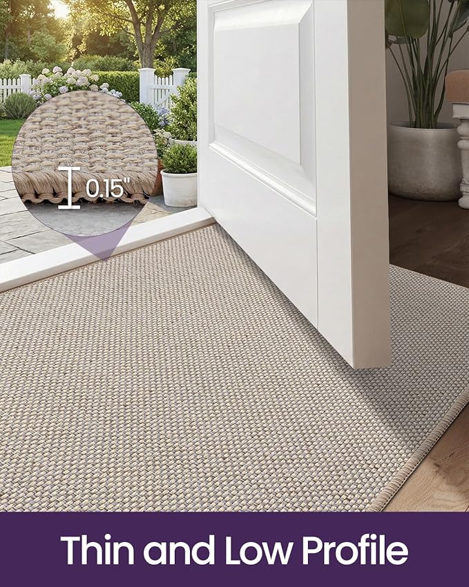 DEXI Ultra Thin Door Mat Indoor Entrance 35x56, Non Slip Rubber Backed Entryway - Image 4