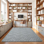 5x7 Grey Washable Area Rug for Bedroom Living Room, Modern Geometric Shag - Image 7