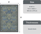 GENIMO 6x9 Washable Area Rug, Non-Slip Vintage Boho Floral Carpet, Soft - Image 2