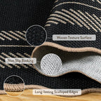LIVEBOX Scalloped Easy Jute 2x3 Front Door Mat Black Kitchen Rug, Washable - Image 5