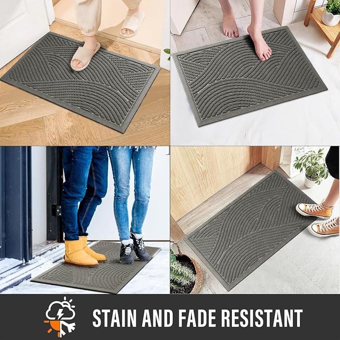 HIYARD Sturdy Front Door Mat, Absorbent Muddy Dirt Resist Welcome Door Mats - Image 4