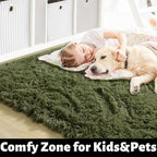 Amdrebio Olive Green Fluffy Area Rugs - Image 2