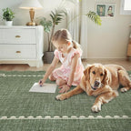 GarveeHome Scalloped Bow Rug for Living Room, Solid Green Rug for Dorm - Image 8