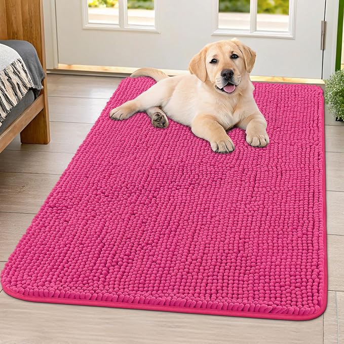 Smiry Dog Door Mat for Muddy Paws 40x32, Absorbent Dirt Trapper, Non-Slip by Smiry