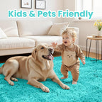 5x7 Area Rugs for Living Room Rug: Soft Fluffy Shag Teal Blue Rugs for Bedroom - Image 3
