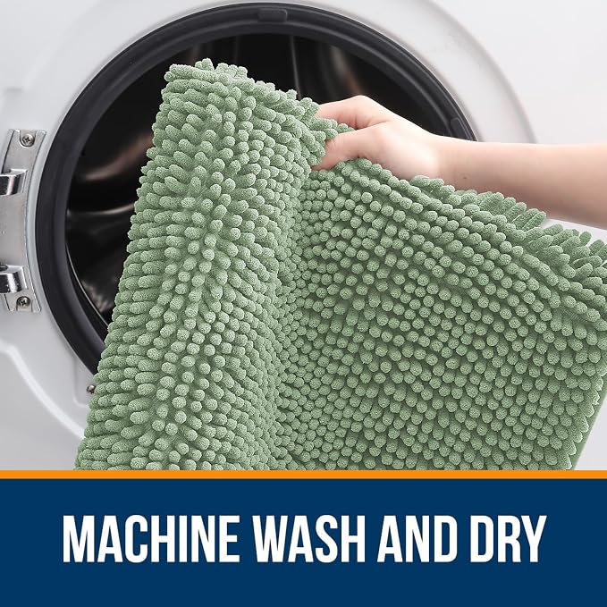 OLANLY Bathroom Rugs 36x24, Extra Soft Absorbent Chenille Bath Rugs, Rubber - Image 5
