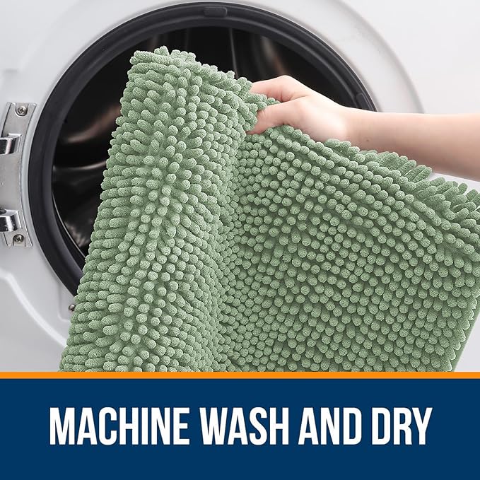 OLANLY Bathroom Rugs 32x20, Extra Soft Absorbent Chenille Bath Rugs, Rubber - Image 5