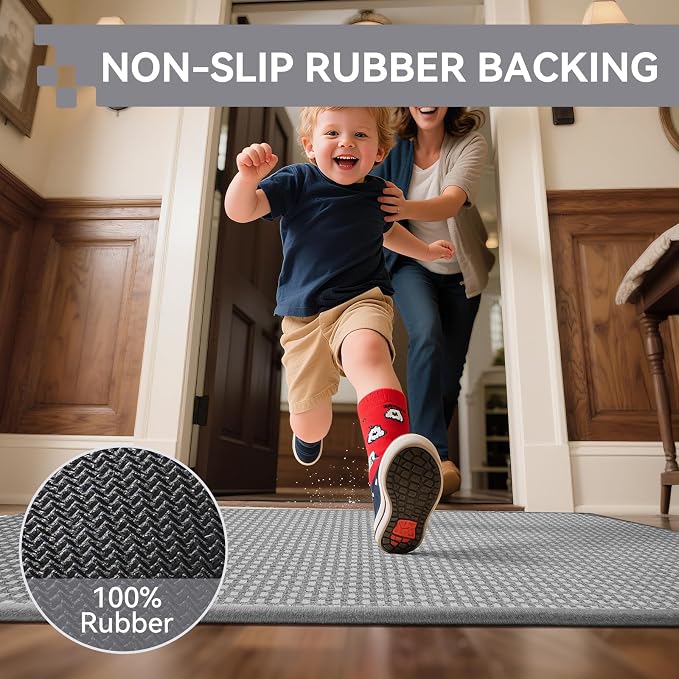 Front Door Mat 24''x35'', Absorbent Dirt Resist Washable Non Slip Low-Profile - Image 6