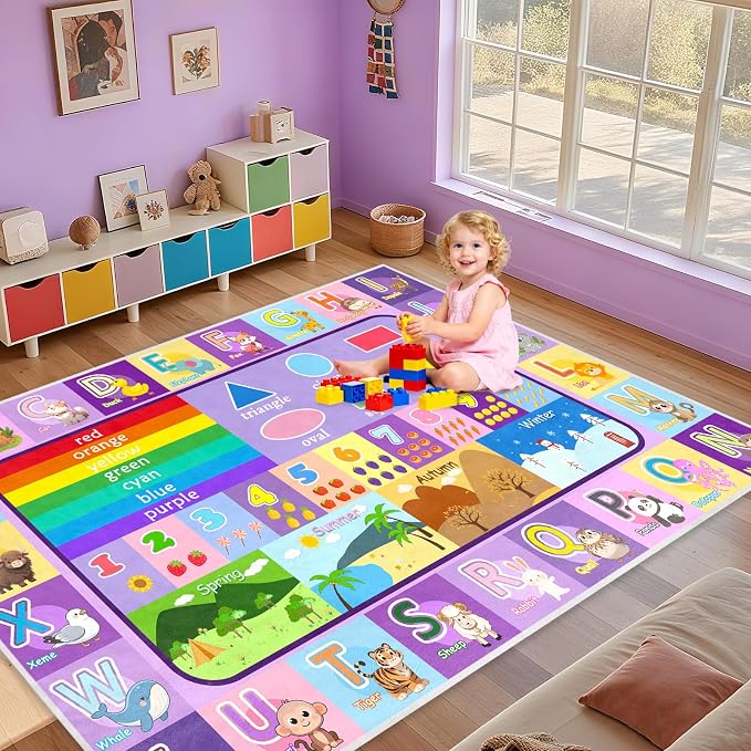 ABC Rugs for Kids Playroom 5 x 7 Feet, Alphabet Rug Educational Learning Play - Image 7