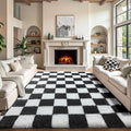 KICMOR 8x10 Area Rugs for Living Room, Large Fluffy Soft Black and White by KICMOR
