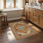 RELEANY Area Rugs Small 2'6"x4' Washable Non-Slip, Floral Vintage Distress by RELEANY