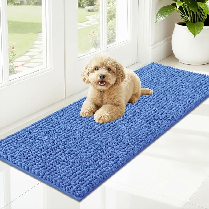 OLANLY Dog Door Mat for Muddy Paws 47x17, Ultra Absorbent Chenille Mud Doormat by OLANLY