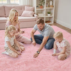 Fluffy Pink Area Rug for Bedroom Living Room Soft 8x10 Fuzzy Washable Rugs - Image 5